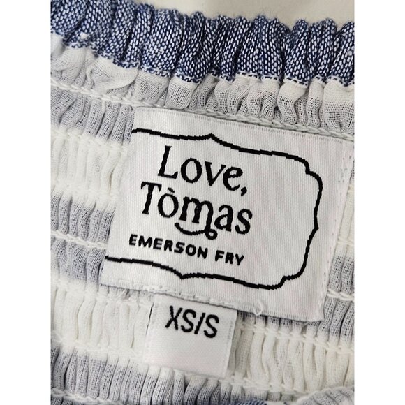 NWOT Emerson Fry Love Tomas Santiago XS/S Maxi Dress Blue Striped Cottagecore - Picture 8 of 10